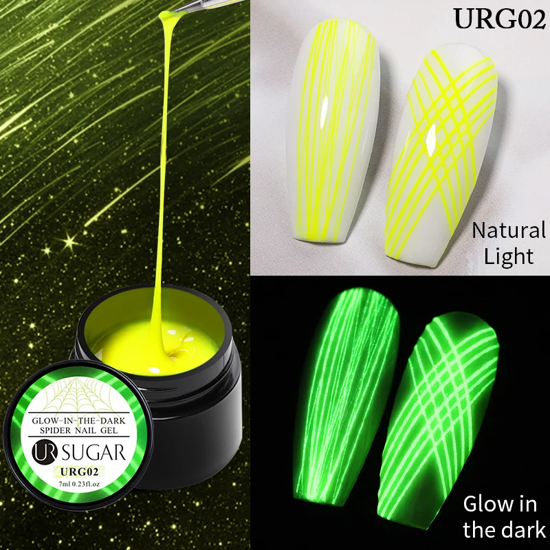 

UR SUGAR Glow In The Dark Spider Nail Gel Neon Painting Line Nail Polish Reflective Soak Off LED UV Gel Luminous Nail Art