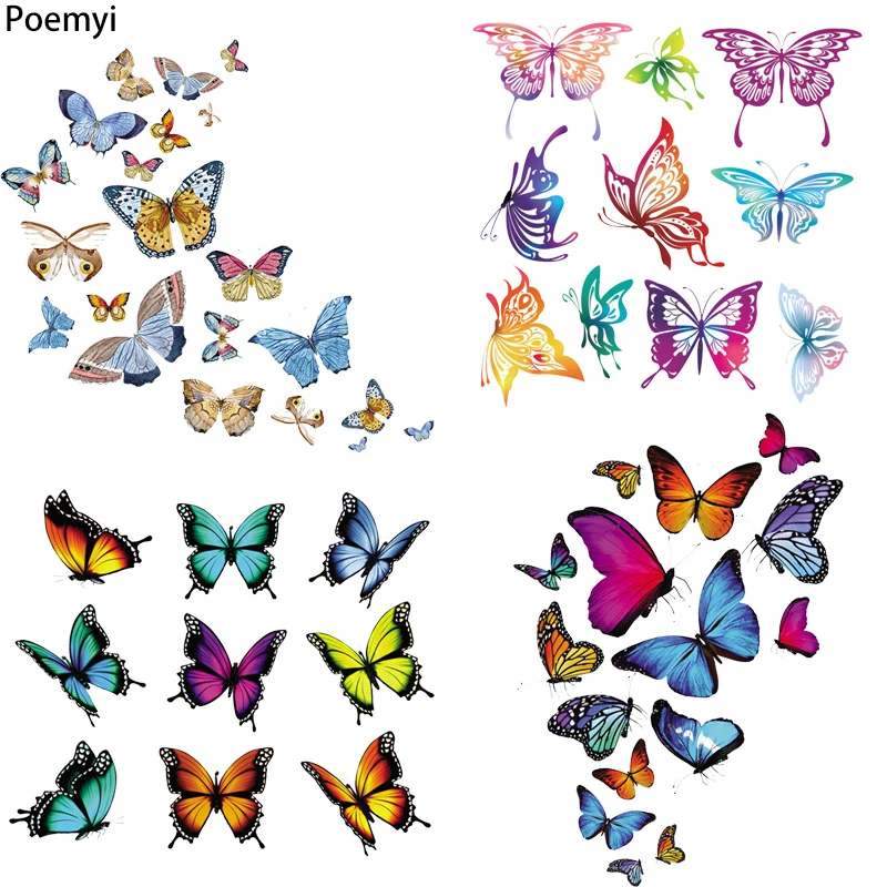 

Colorful Butterfly Clothing Thermoadhesive Patches on Clothes Heat Transfers Iron on T-shirt Themal Stickers Decorative Applique