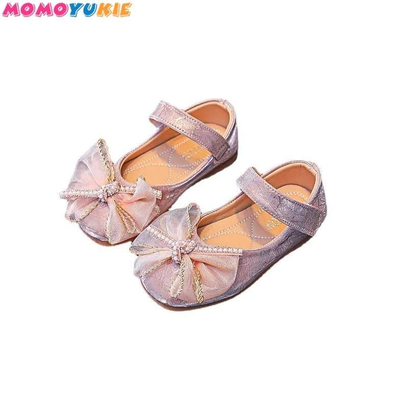 Zapatos de mariposa para ni&ntilde;as, zapatillas de princesa ostentosas a la moda, zapatos planos antideslizantes con cuentas de cadena para baile, Oto&ntilde;o, 2021-4