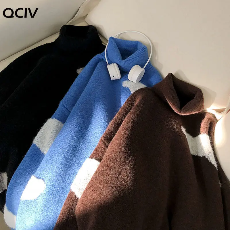 

Men's Loose Cashmere Sweaters 3 Color Pullover Clothes Wool Turtleneck Keep Warm Knitting High-quality Coats Size M-2XL