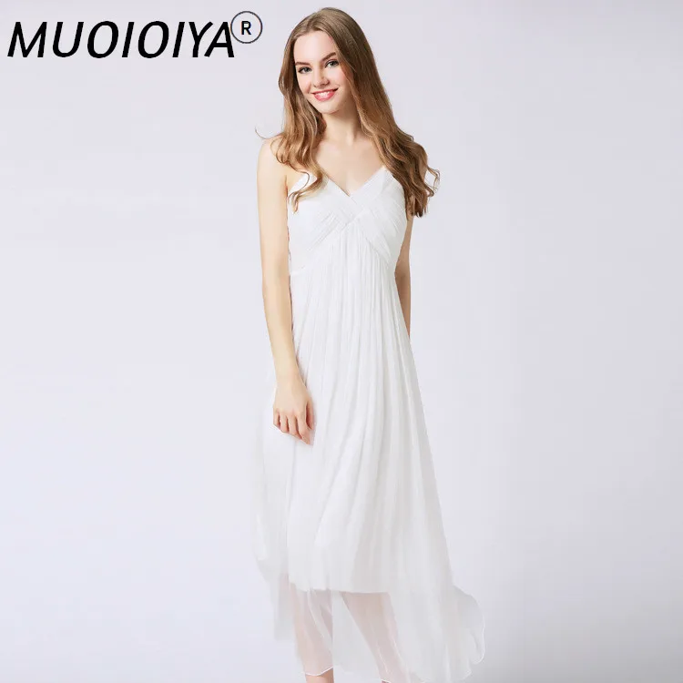 

Summer Vintage Dress Women Real Silk Dresses 2022 Korean Elegant Long Sexy White Vestidos Ladies Boho Party Dress 88001
