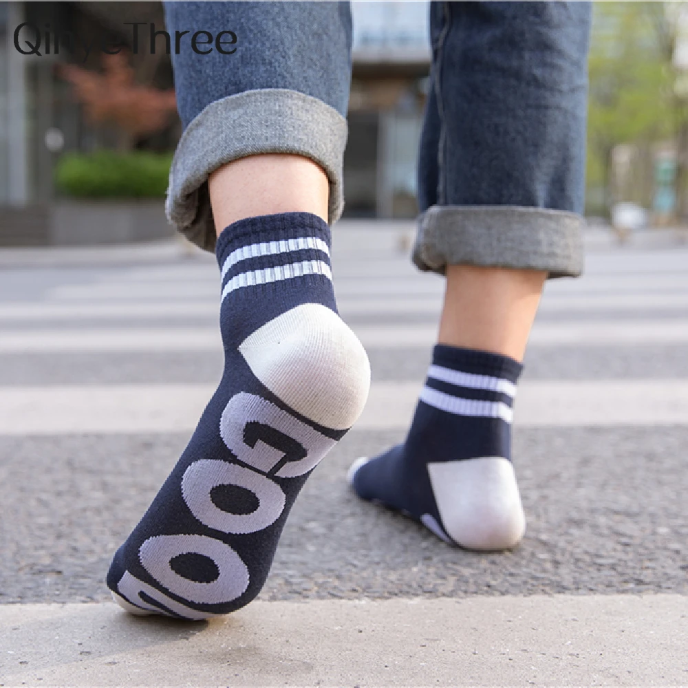 

New Women's Funny Two Striped "GOOD" Lettered Socks Harajuku Hipster Cotton Soft Breathable Unisex Casual Sport Happy Words Sox