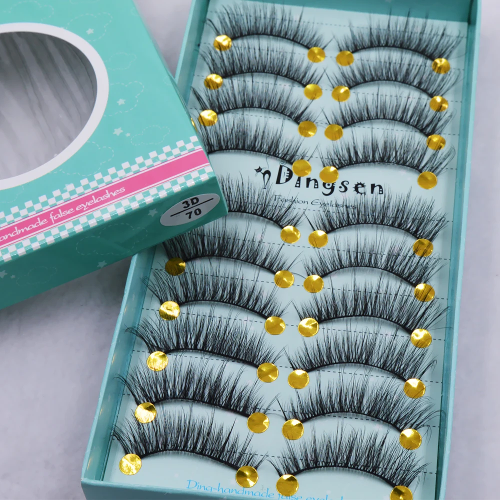 

10 Pairs Handmade 3D Soft Faux Mink Hair False Eyelashes Natural Crisscross Wispy Lashes Extension Eye Makeup Tools 3D-66-71