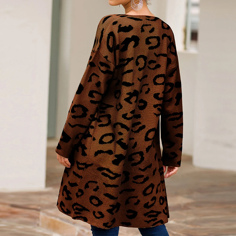 Кардиган с леопардовым принтом Повседневная блузка топы кимоно Модная