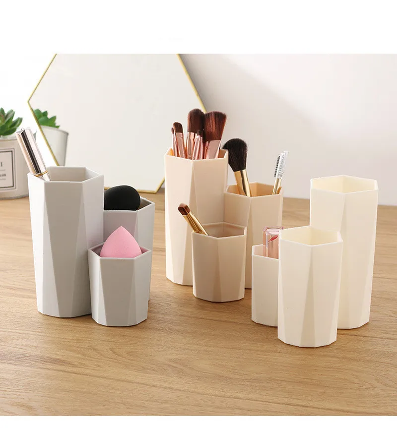 Контейнер для хранения кистей макияжа с 3 решетками органайзер и лака