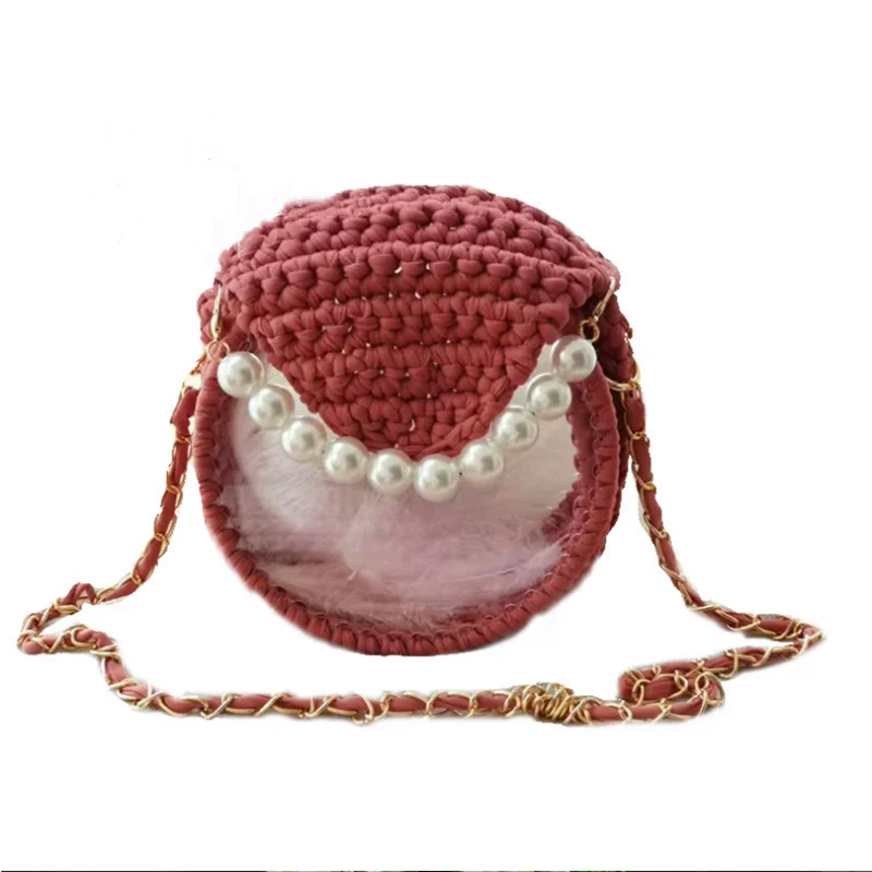 Круглая прозрачная сумка на одно плечо ручная работа украшение креативная