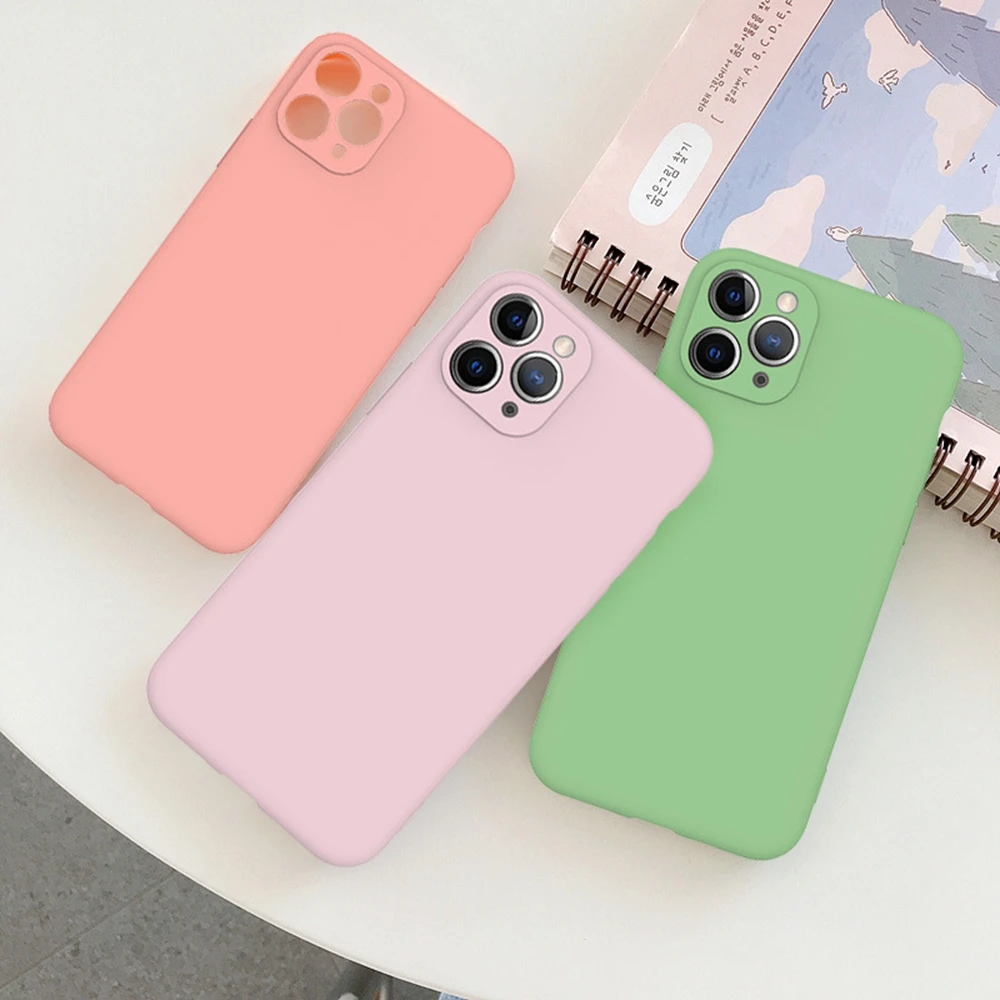 Candy Color Phone Case For iPhone SE 2020 11 Pro Max X XR XS 7 8 6 6s Plus Simple Protector Soft Back Cover Dirtproof | Мобильные