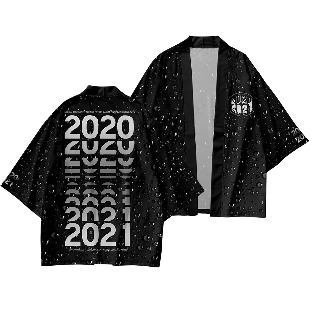 

Water Droplets 3D Printed Men Kimono Cardigan Japanese Traditional Casual Loose Thin Coat And Pants Asian Clothes Harajuku