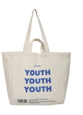 

1pcs/lot Women Canvas Shopping Bag YOUTH Letters Print Female Cotton Cloth Shoulder Bag