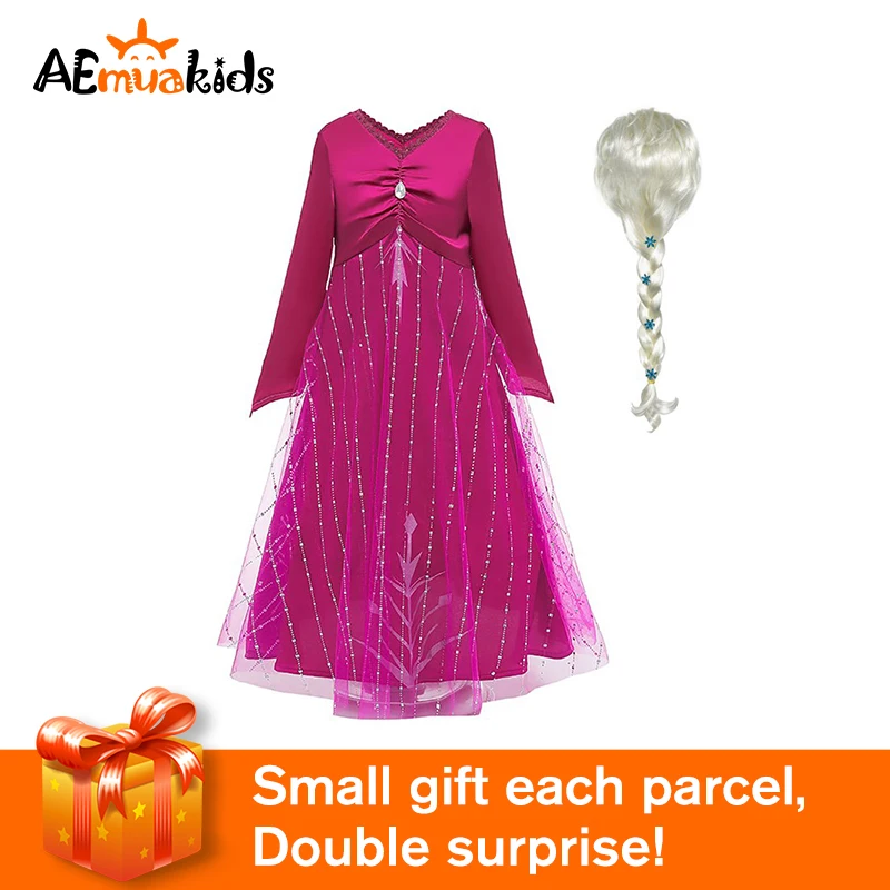 

Fantasia Elsa 2 Girls Dress Anna Cosplay Party Vestidos Girl Clothing Red Elsa Costume Snow Queen Elsa Dress 3-12T