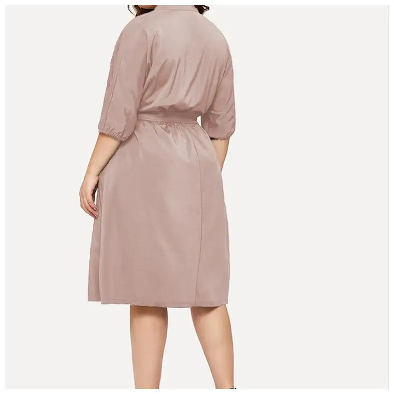 COCOEPPS L-6XL, женские платья размера плюс, осенне-зимнее платье, элегантная свободная одежда большого размера, повседневные офисные платья с длинным рукавом