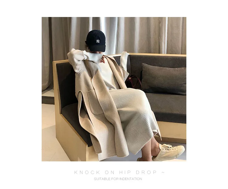 Turtleneck Cashmere Knitted Sweater Dress Women Autumn Spring Noodles Elastic Long Sleeve thick Pullover Winter Dress