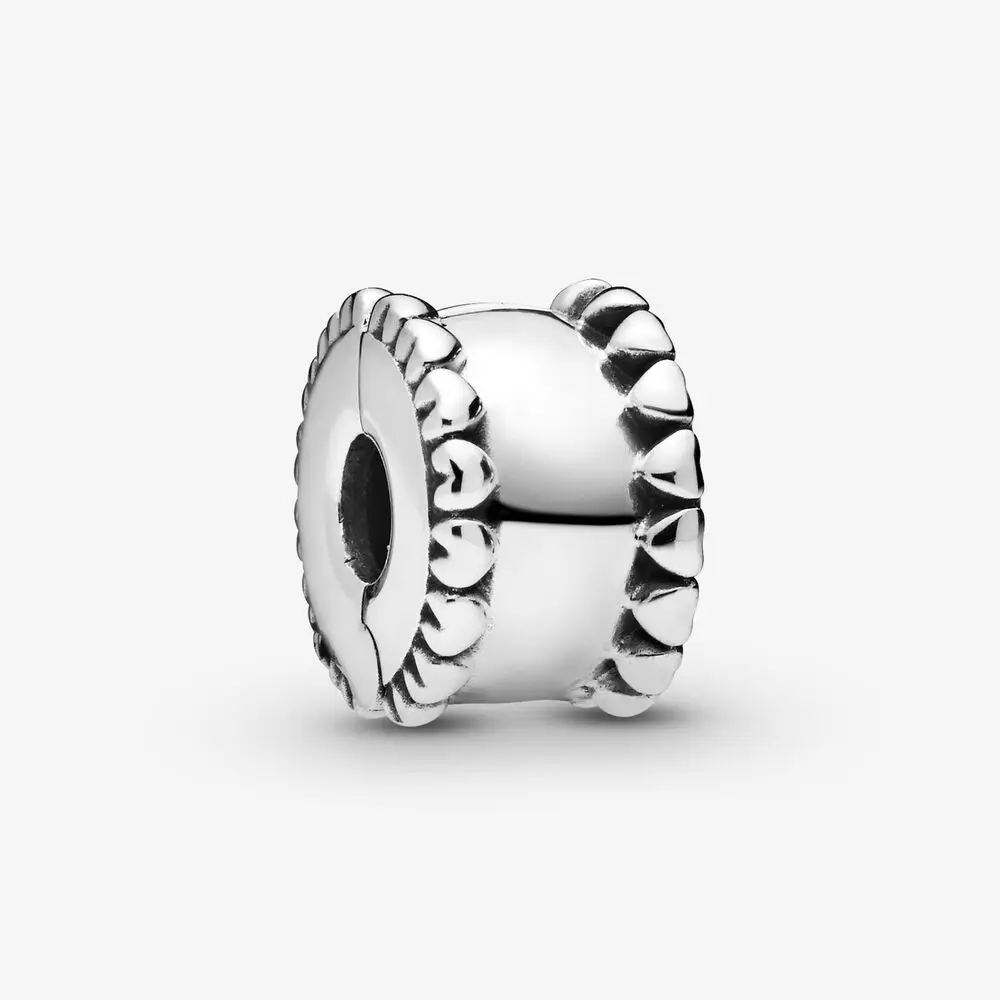 

Cute DIY 100% 925 Sterling Silver Beaded Hearts Clip Charm Sterling Silver fit Original Pandora Bracelets Jewelry Birthday Gift