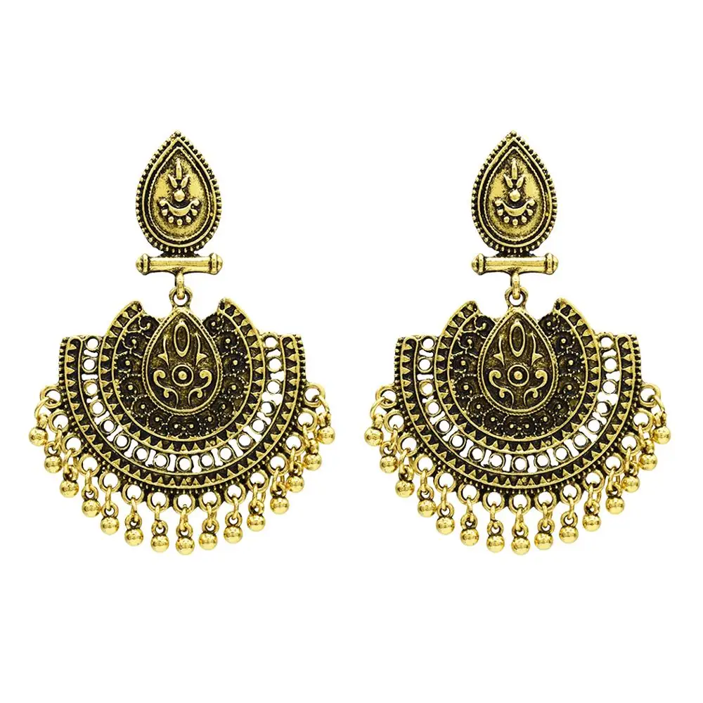 Афганские индийские серьги Jhumka для женщин большие веерные серьги-капли в стиле