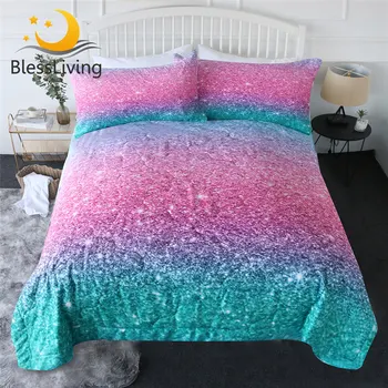 BlessLiving Realistic Printed Quilt Blanket King Modern Bedding for Girls Thin Quilt 3-Piece Rose Gold Summer Bedspreads Queen 1
