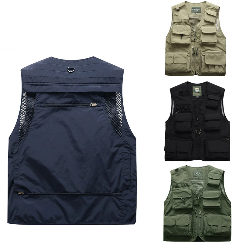 5 цветов Повседневный рыбацкий жилет мужской свободный большой размер
