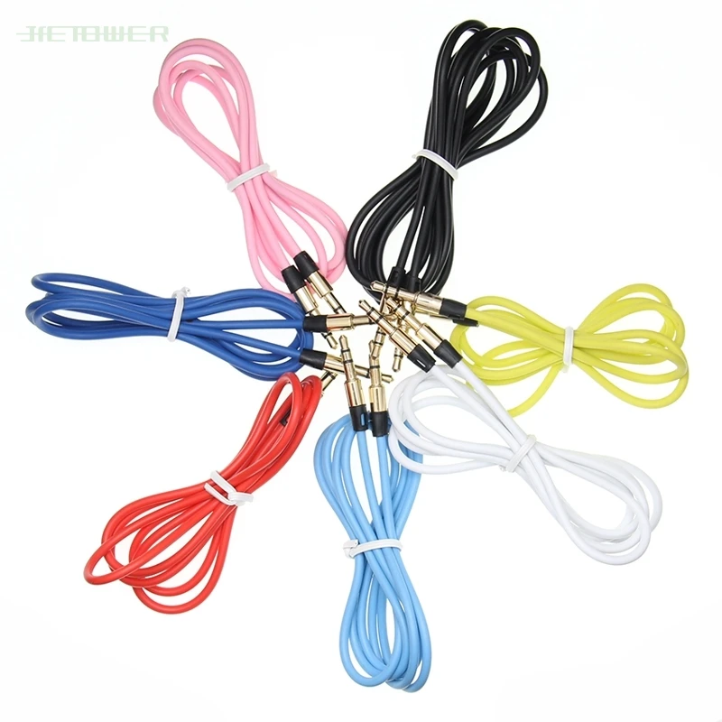 

100pcs/lot Aux Cable Jack 3.5mm Color Male To Male Audio Cable Jack 3.5 Mm for IPhone Car MP3/4 Headphone Speaker Aux Cord