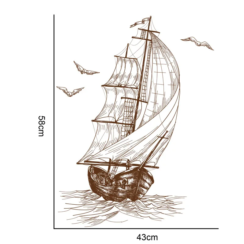 Морская Чайка паруса Лодка на стену стикер Детская комната Декор для детской