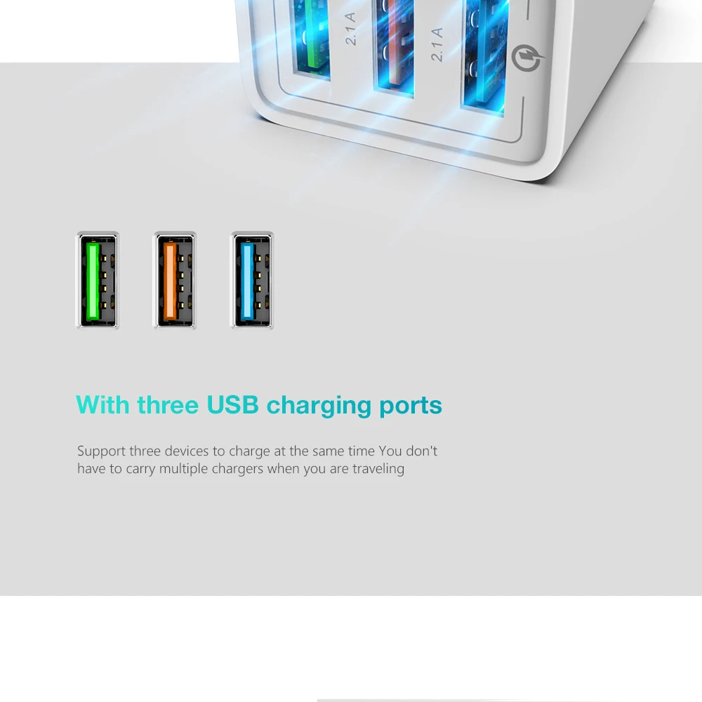 USB зарядное устройство адаптер Быстрая зарядка мобильного телефона 3 отверстия зарядное устройство QC3.0 ЕС Разъем для iPhone samsung Xiaomi huawei