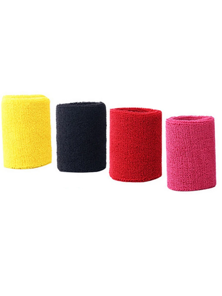 

3 Inch Cotton Sports Wrist Band Sweatband for Basketball Tennis Badminton 4Pcs