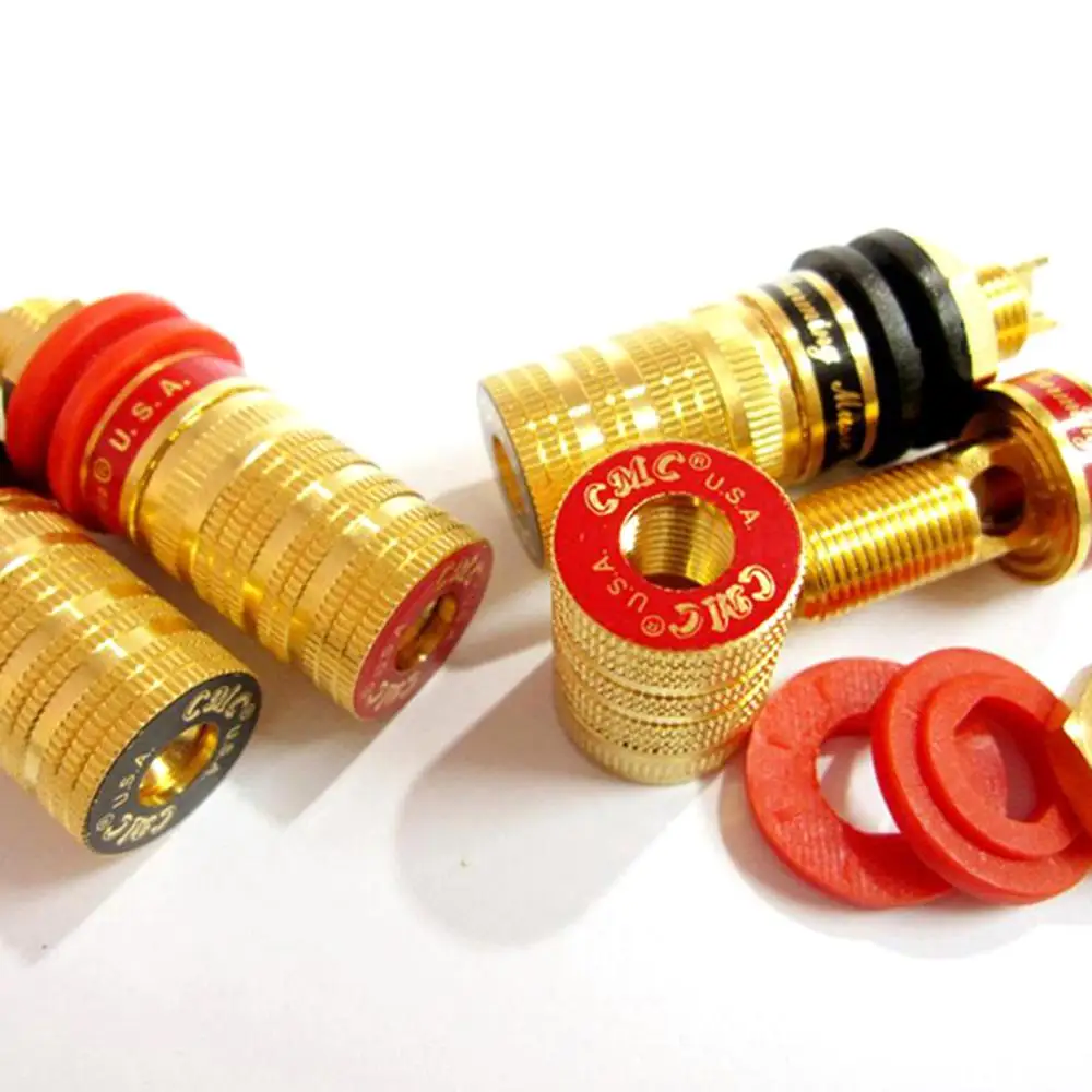 

TOP-HiFi 4pcs Audio Gold Plated OFC CMC 838L-G Speaker Amplifier Binding Post Terminal Banana Plug Socket Output Connector