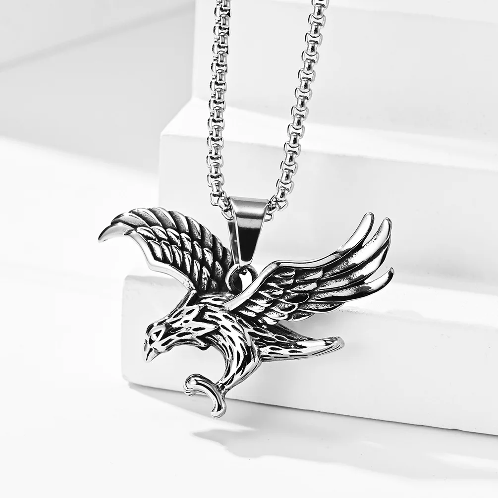 Ретро хип-хоп мужское ожерелье из нержавеющей стали Орел подвеска с хищником