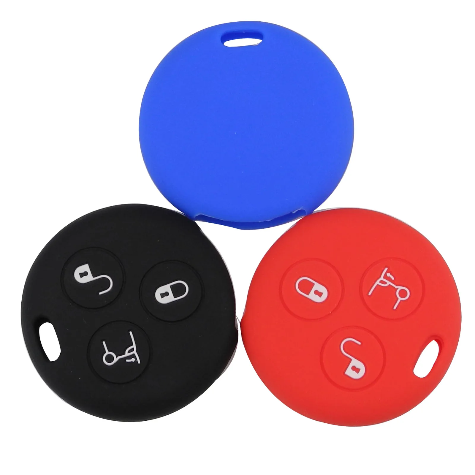 

jingyuqin 10pcs 3 Button Silicone Car Key Case Cover For Mercedes Benz Smart City Roadster Fortwo Key Fob Shell Protector Holder