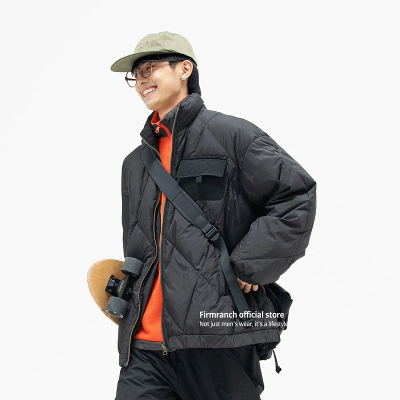 Зимняя черная/кофейная пуховая куртка firmранчо 2021 мужское японское повседневное