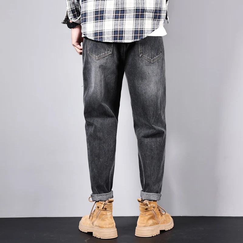 

Spring and Autumn New Trends Men's Loose Straight Pants Casual Simple Jeans Harem Pants Dark Comfortable Good-Looking