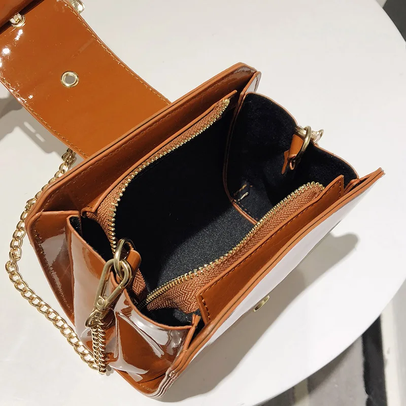 

Women's Patent Small Square Bag All-Matching Girlish Small Shoulder Messenger Bag Mini Chain Shoulder Bags For Women