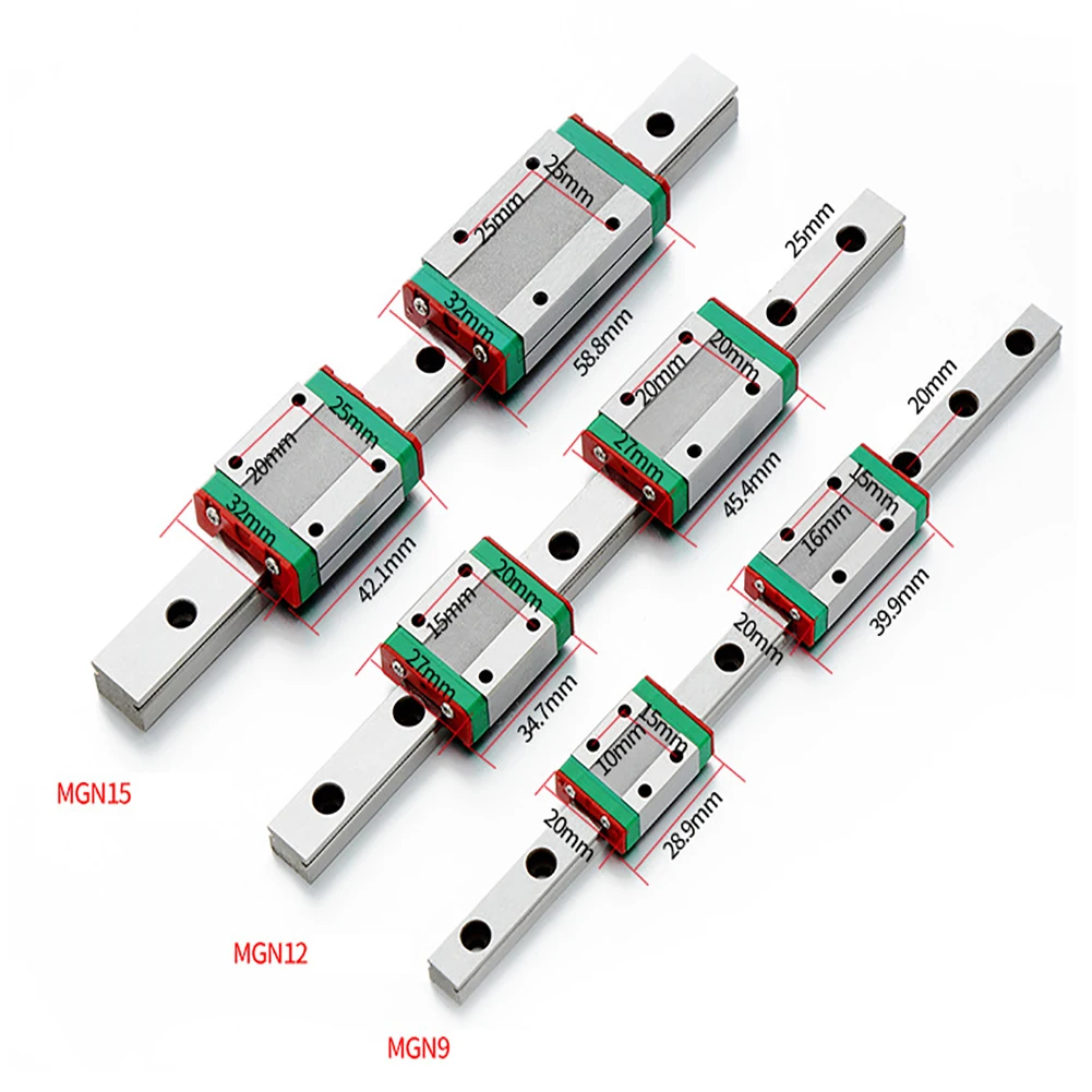 CNC Запчасти MGN9 MGN12 MGN15 300 350 400 500 600 800 1000 MGN линейной направляющей 1 шт. каретки +