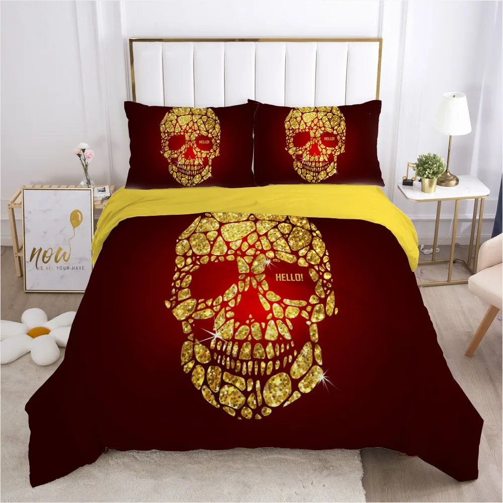 

Luxury black gold pattern 3D cartoon digital printing 2/3 piece quilt cover pillowcase double bed cover bed sheet quilt cover