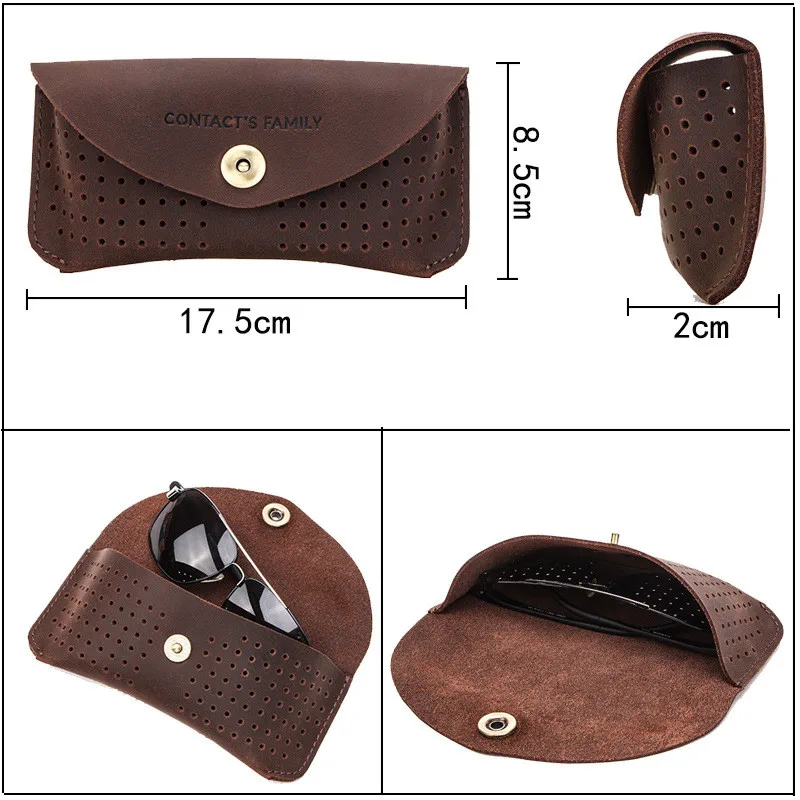 Ретро сумка для очков из коровьей кожи ручной работы солнцезащитных защитный