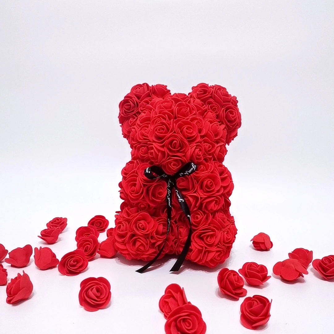 DIY 25 см с розовой мишкой коробкой Искусственные из ПЭ футболка мультяшными