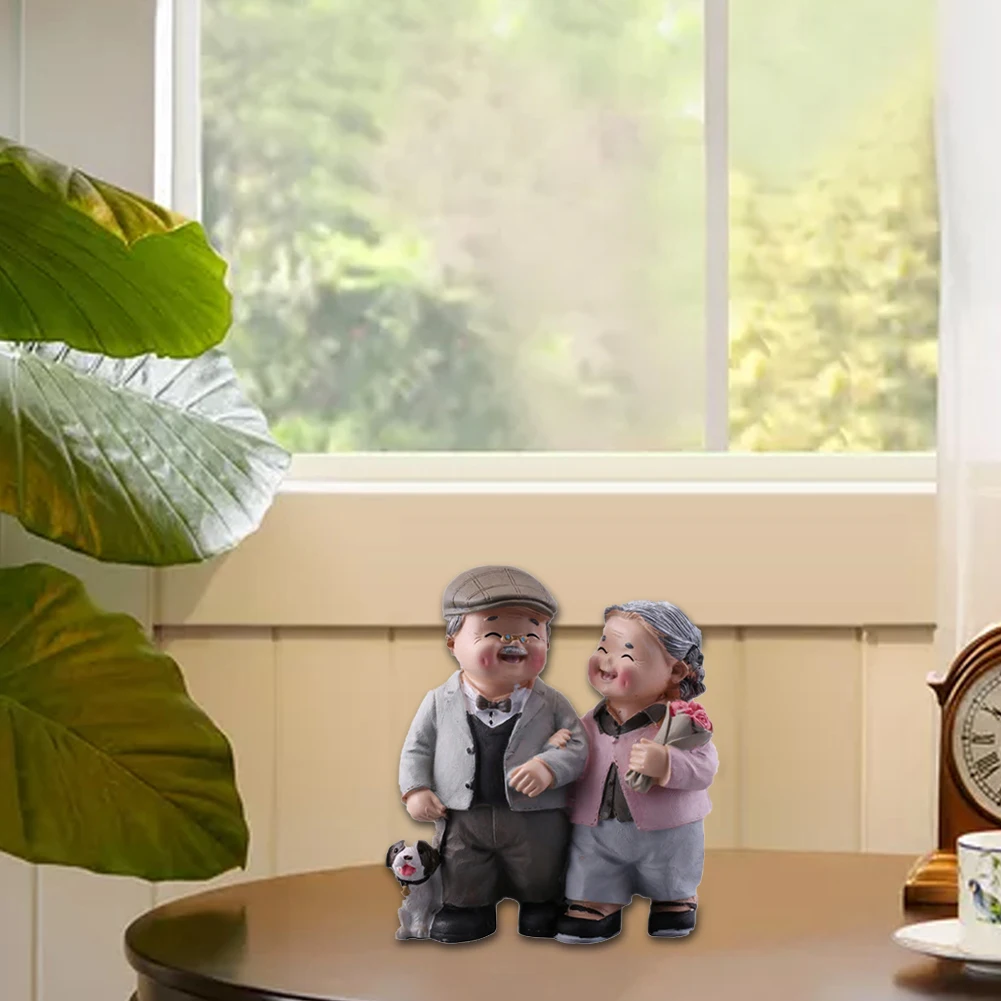

Anniversary Wedding Elderly Couple Gift Resin Loving Figurines Decoration Old Age Life Home Decor For Bedroom Living Room
