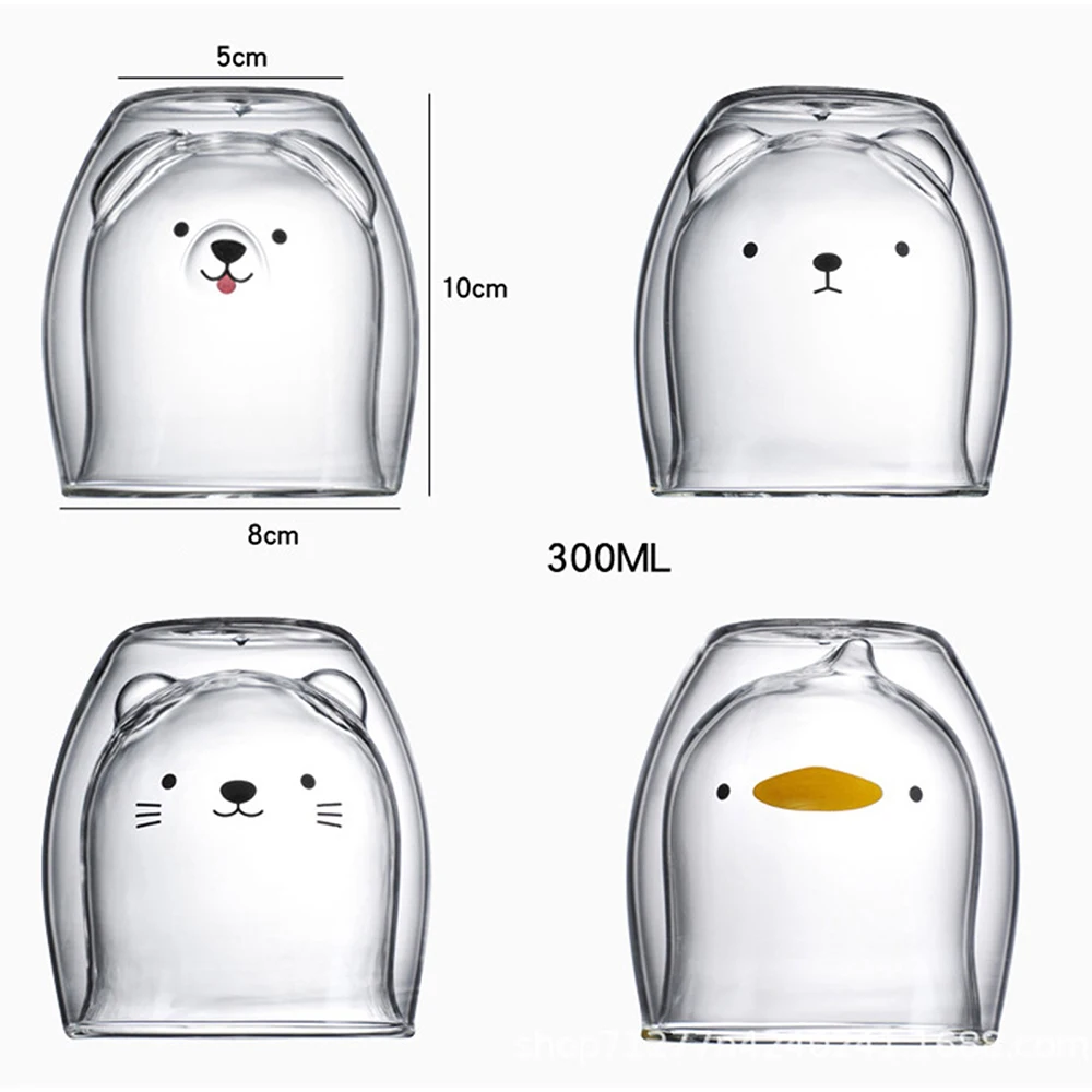 Стекло чашки Чай молока милый медведь кот собака животное Рождественский