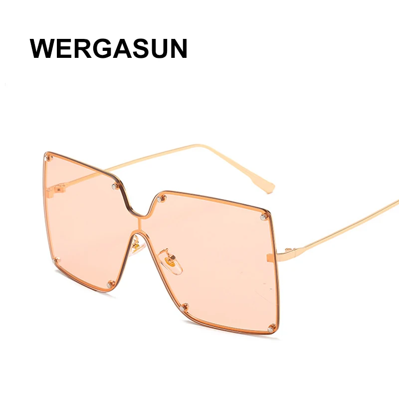 Большие Квадратные Солнцезащитные очки без оправы WERGASUN модные женские ретро