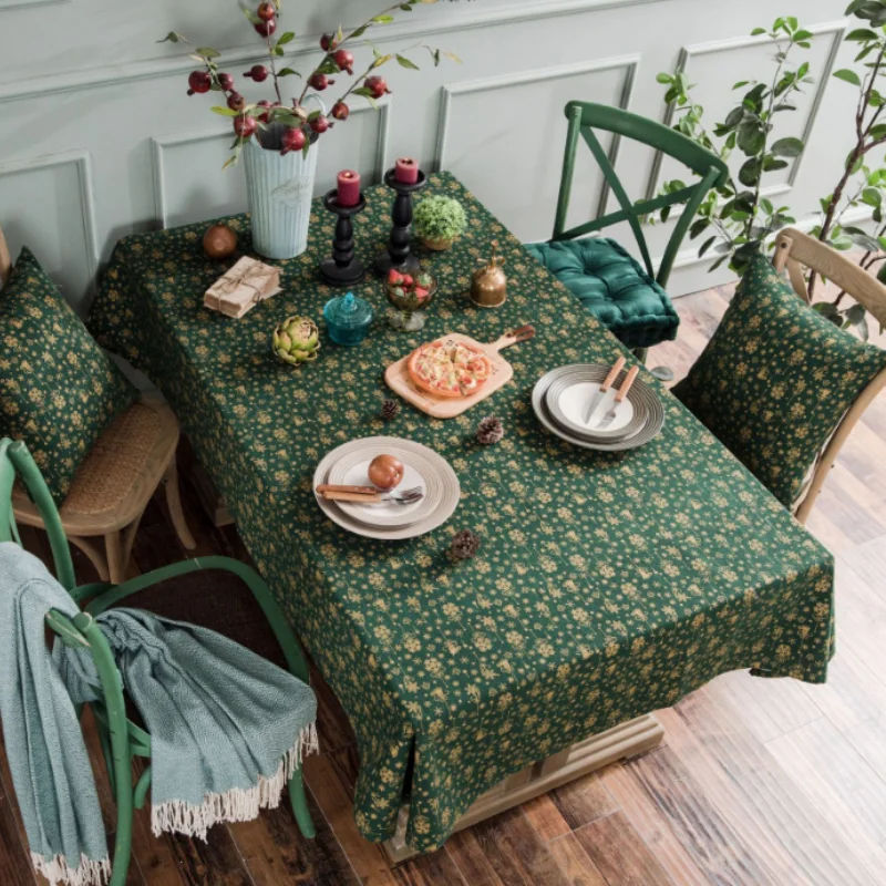 

High Quality Bronzing Wind Chimes Pattern Tablecloth Printing Cotton Linen Holiday Multi-Purpose Table Cover Towel