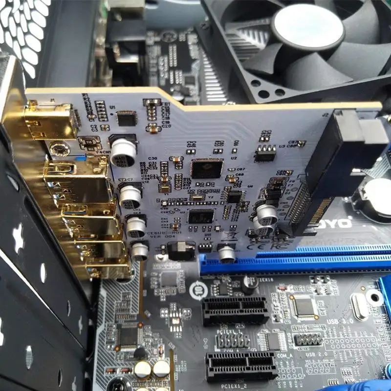 

Dual Core NEC Gen3 PCIE to USB Port Expansion Card 19Pin PCI-Express to 5*USB3.0+1*Type-C Port Adapter Card for PC Add On Card