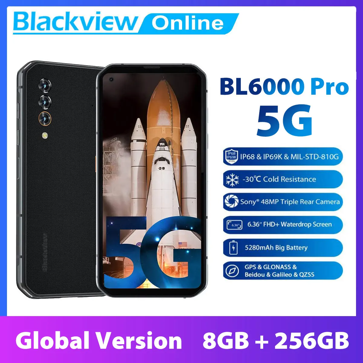 

Смарт-часы Blackview BL6000 pro, глобальная версия дюйма, 8 ГБ, 256 ГБ, Android 10, водостойкие, IP68/IP69K, камера 48 МП, 5G