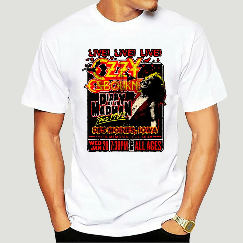 Официальная футболка OZZY osзависит от дневника Madman Tour 1982 черная рок группы