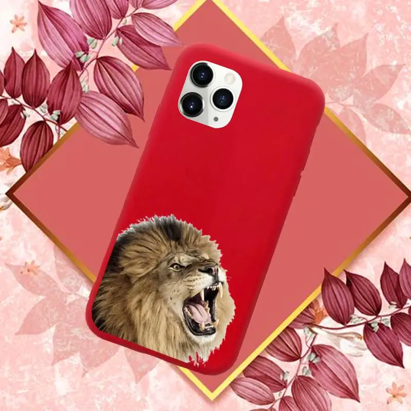 

lion Animal fierce king Phone Case Candy Color for iPhone 6 7 8 11 12 s mini pro X XS XR MAX Plus