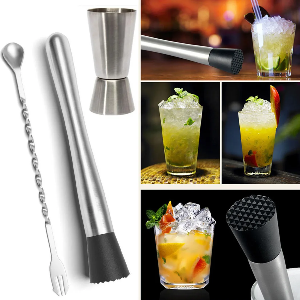 

1*Measuring Cup+1*Stirring Rod+1*Ice Crusher Mixing Stick Cocktail Muddler With Crushing Hammer DIY Tool