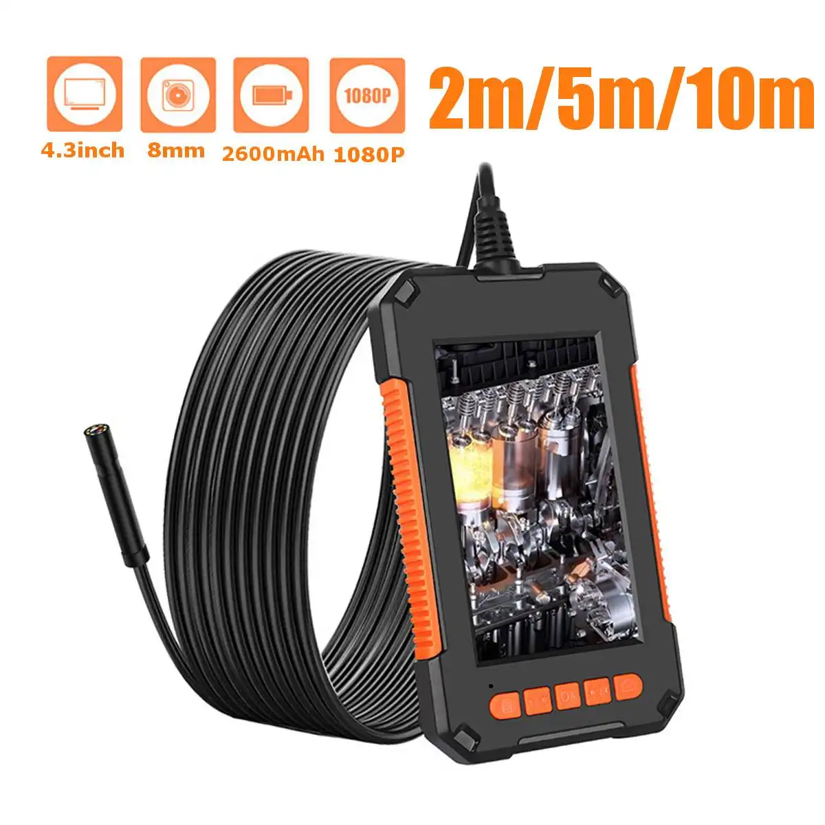 

Industrial Endoscope Camera 1080P HD 4.3inch LCD Screen endoscope IP67 Waterproof borescope 8mm 8 LED lights 2600mAh Battery