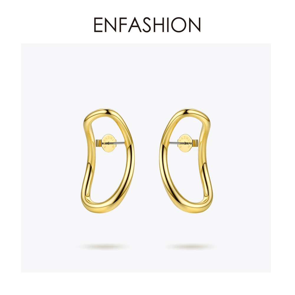 ENFASHION панковские геометрические кривые серьги-гвоздики для женщин золотого цвета трехмерные серьги Модные ювелирные изделия Oorbellen EC191026