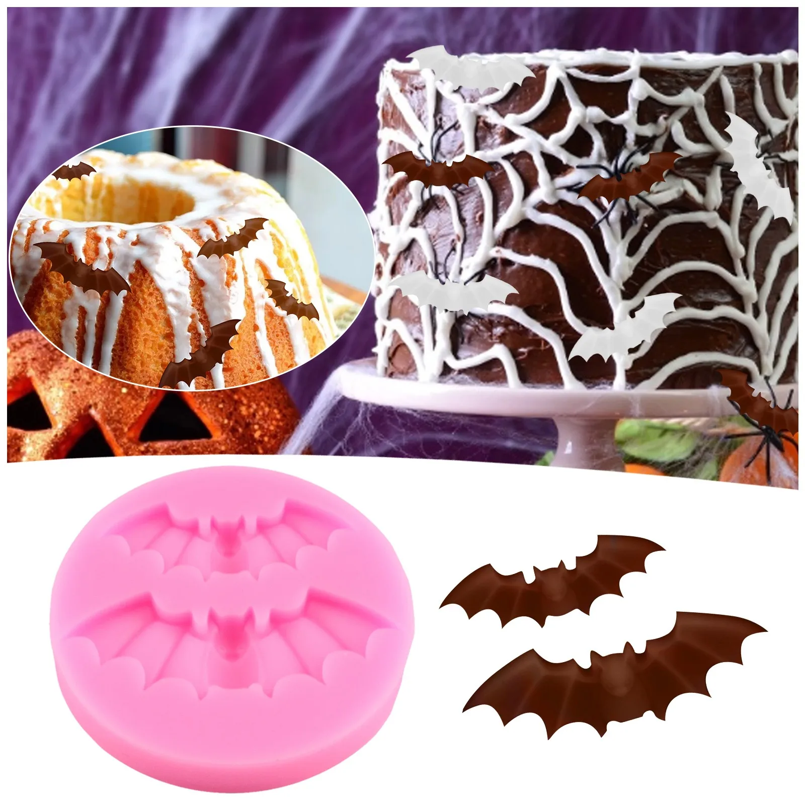 

Силиконовая форма летучая мышь, украшение для торта на Хэллоуин, кекс, конфеты, глина, шоколад, фотография