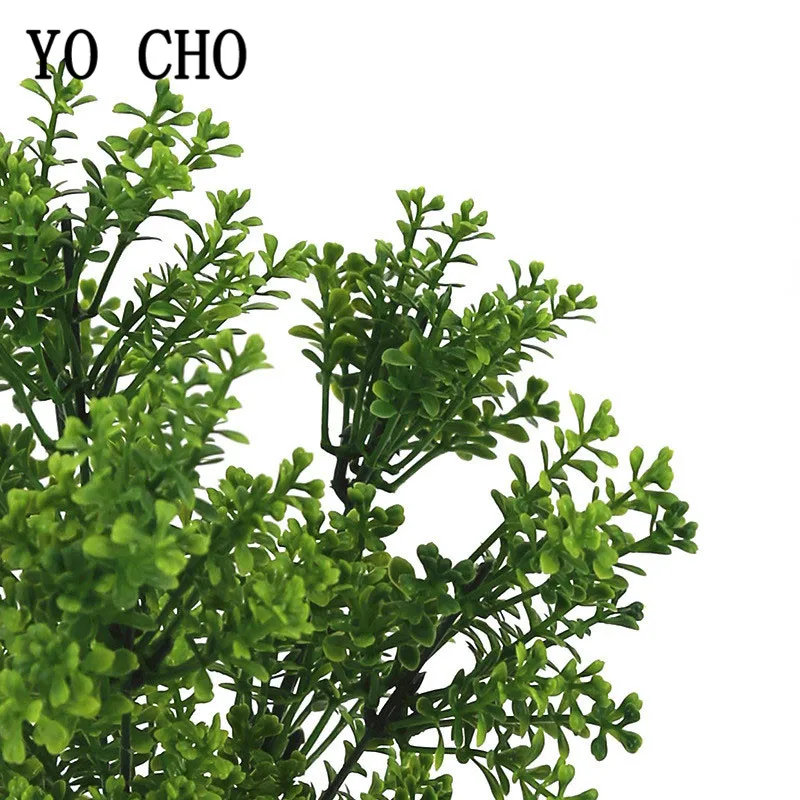 YO CHO пластиковое зеленое красное растение 4 стебля искусственная Миланская трава