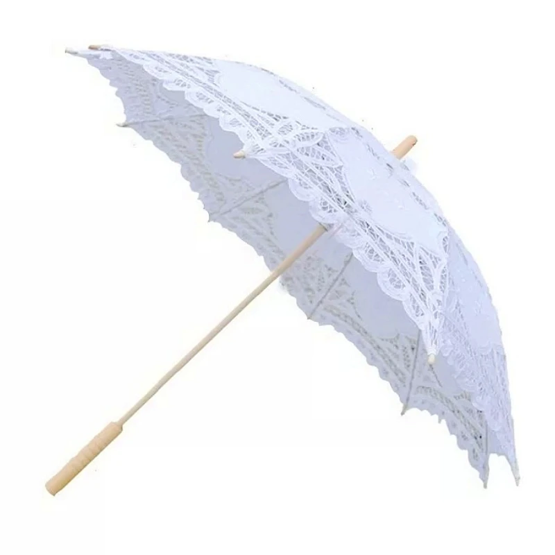 Новый Винтажный кружевной зонтик ручной работы с вышивкой белый и бежевый Battenburg