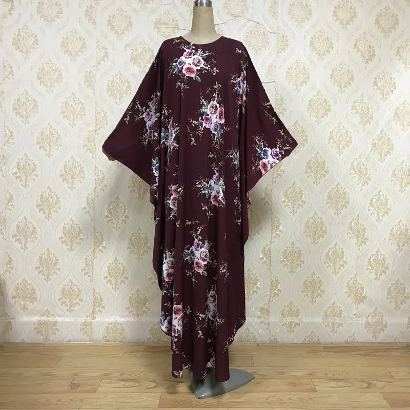 

Musulman Eid Muslim Abaya Dress Moroccan Kaftan Ramadan Islamic Women Dubai Print Flower Prayer hijab dresses Caftan Long Robe