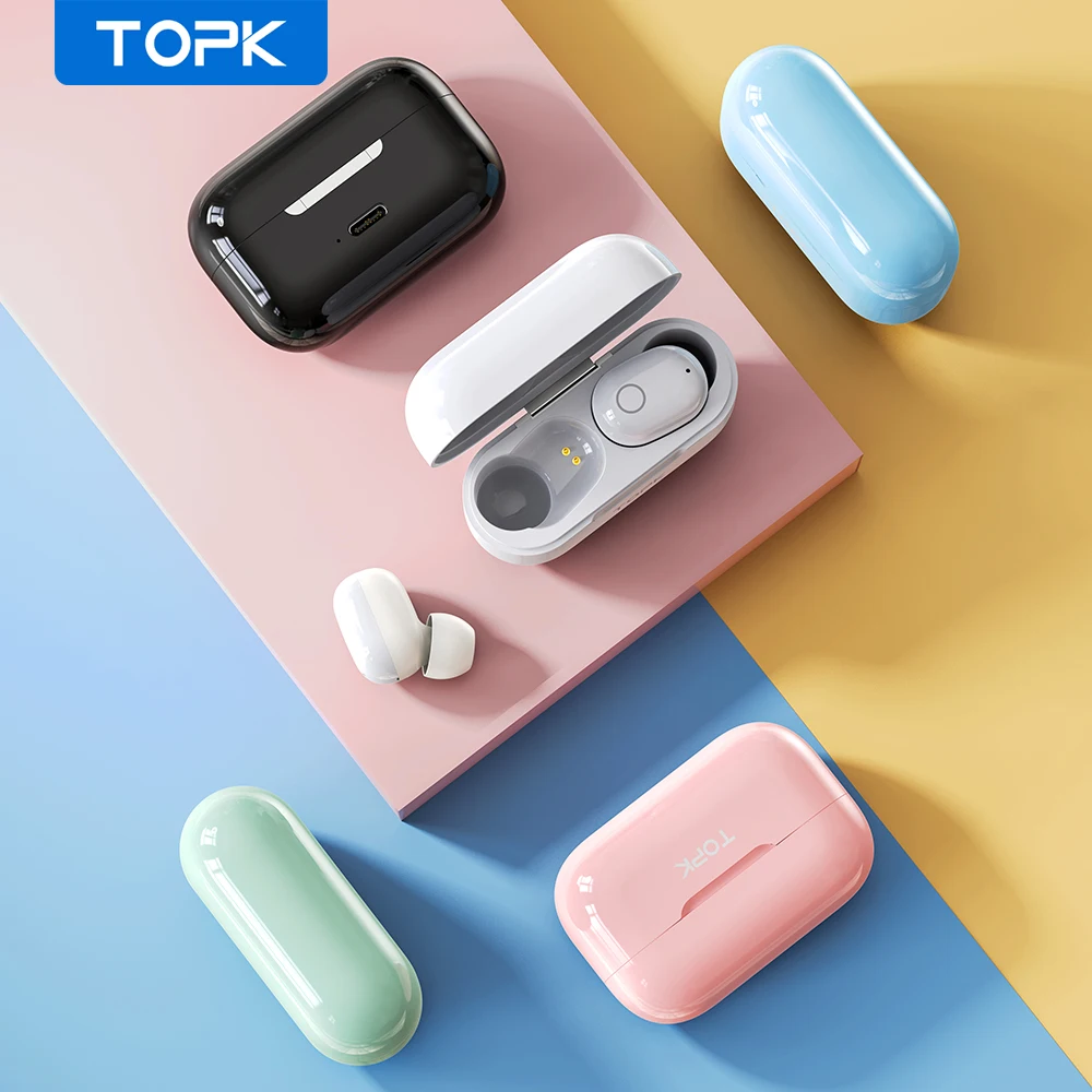 TOPK T12 TWS Bluetooth наушники 5 0 Беспроводные с сенсорным управлением настоящие